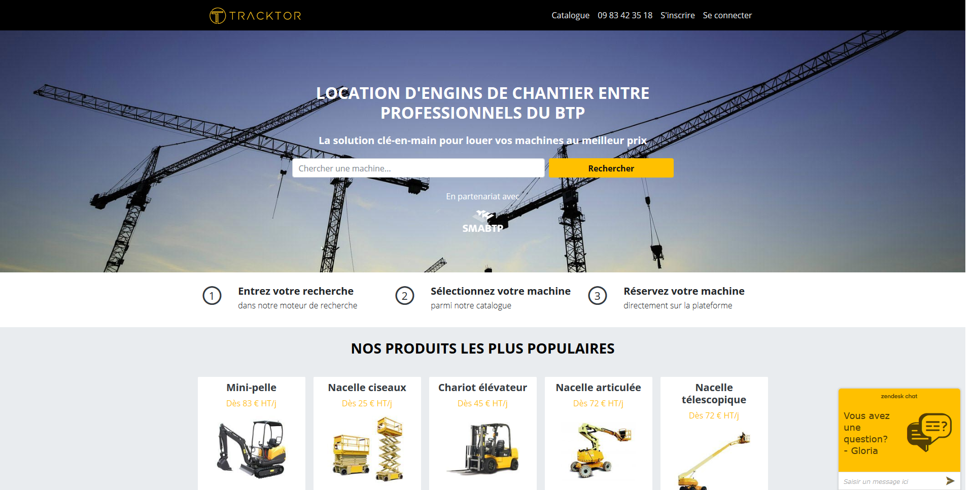 Plateforme de location en ligne de matériels BTP et engins de chantier 